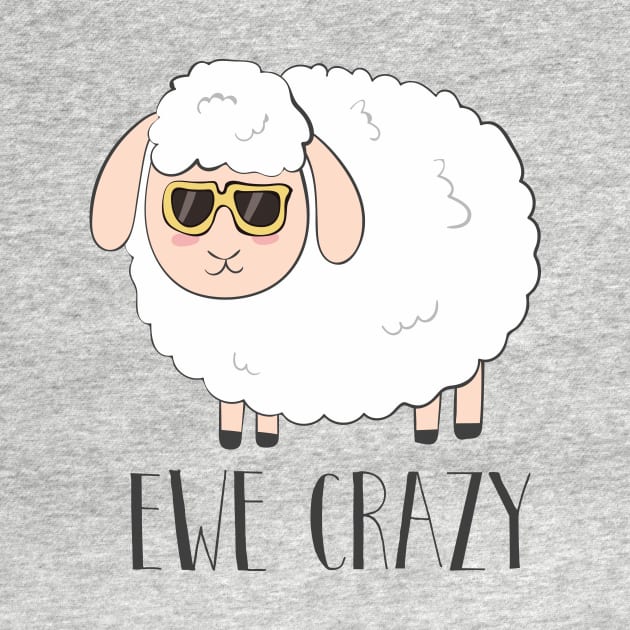 Ewe Crazy Cool Cute Funny Sheep Wearing Sunglasses Design by Dreamy Panda Designs